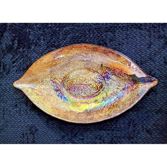 Mid-Century Iridescent Glass Console Bowl – Hollywood Regency Style – 1950–1970 - Picture 2 of 9